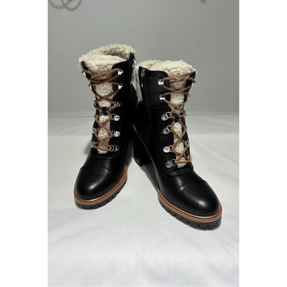 NEW Nine West Faux Sherpa Lined Combat Boots Size 10